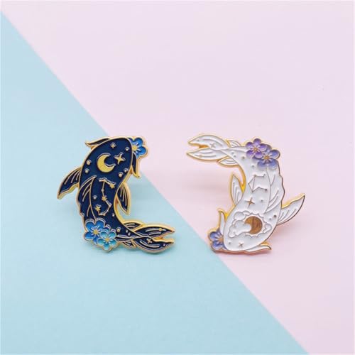 Image of 2Pcs coadipress Lovely Fish Brooch Enamel Lapel Brooches Pin Set Cute Cartoon Koi Fish Pins for DIY Backpacks Clothes Bags Jackets Hat Jewelry Accessories Gift