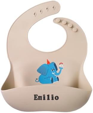 TYRY.HU Personalised Waterproof Silicone Baby Bib with Name, Wash...