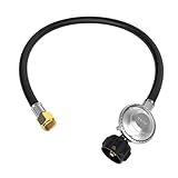 CALPOSE 2 Feet Propane Hose with Regulator, Universal Gas Grill Regulator and Hose for Blackstone 28''/36'' Griddle, Weber Grill, Propane fire pit and More, 3/8' Female Flare for Most LP Gas Grills