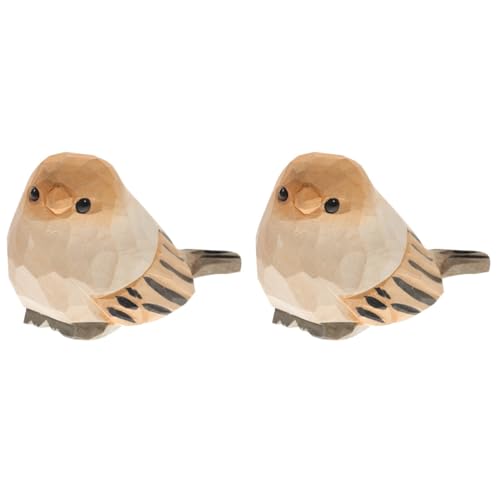 IMIKEYA 2 Stück Vogelfigur Holz Handgeschnitzter Vogel Figur Deko kleine Kardinale Ornamente Tischdekoration Geschnitzte Vogelstatuen