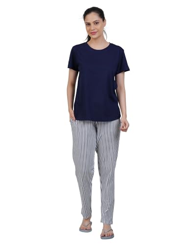 Image of Women's Premium Cotton Print Night Suits - Comfortable & Stylish Pajama Set with Pockets