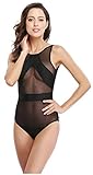 Women's Hot Sexy Mesh One Piece Monokini Bikini Swimsuit Swimwear, Large Black