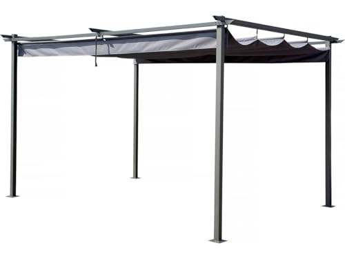 Pergola en métal avec Toit rétractable - 3 x 4 m - Gris