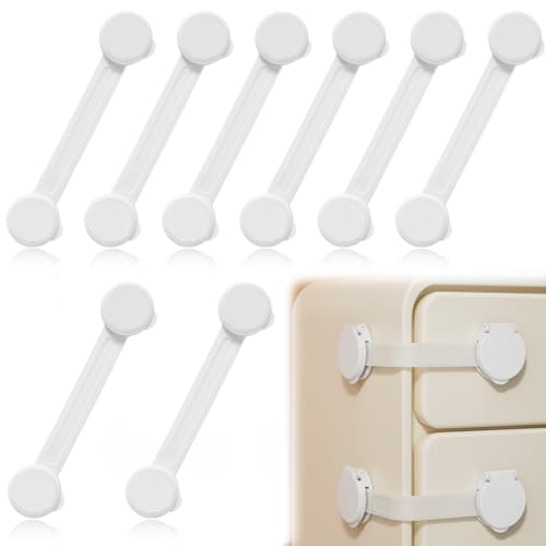 Cierre Seguridad Cajones Bebe, 8 Piezas Cerraduras de Seguridad para Niños, Seguridad Puertas Niños con Adhesivo, Cierres Seguridad Bebe, Pestillo Sin Agujeros para Armarios, Cajones, Refrigeradores