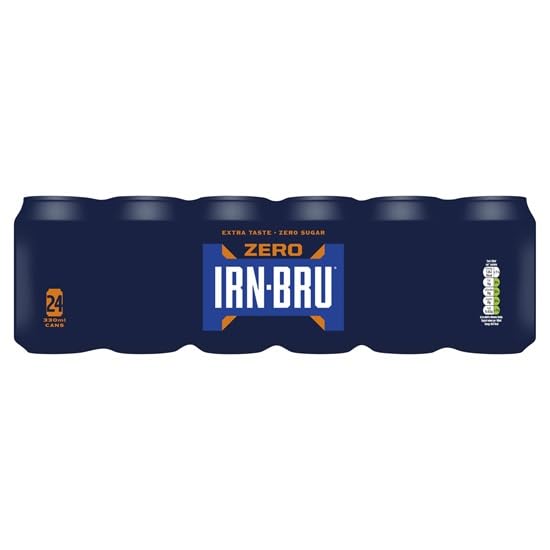 IRN-BRU Zero, No Sugar & Low Calorie Fizzy Drinks Multipack 24 x 330ml Cans