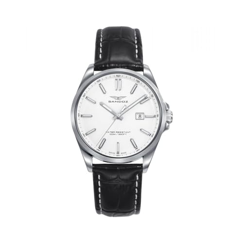 Imagen de Sandoz Reloj Mujer 83002-07 Casuel Piel Negra y Acero Swiss Made