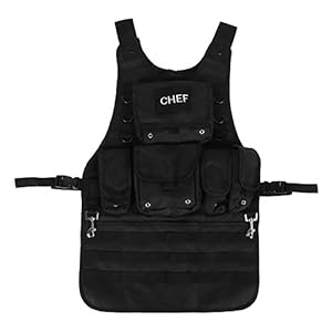 Cikonielf Gereedschapsschort waterdicht 600D Oxford Cloth BBQ Barbecue barbecueschort met verstelbare zijriem voor de keuken buiten, zwart