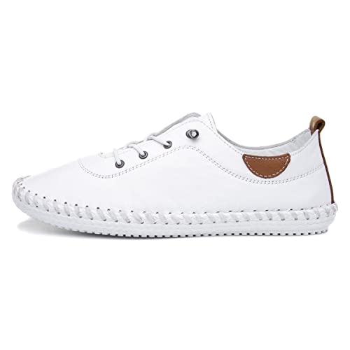Lunar St Ives Leather Plimsoll 5 UK White