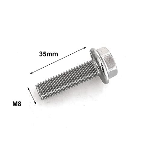 Image of heyous 10pcs Stainless Steel Flange Screws M8 x 35mm Flange Bolts, Exhaust Manifold Hardware Kit