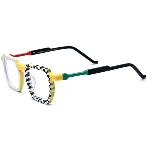 Image of HEPIDEM Matte Multicolor Acetate Glasses Frame Men Vintage Square Eyeglasses Optical Spectacles 9289