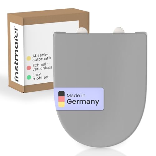 instmaier Alma | Toilettendeckel mit Absenkautomatik | Manhattan Grau | Made in Germany | D-Form | Toilettensitz aus Duroplast | Leicht abzunehmende Toilettenbrille | WC-Sitz stabil bis 250kg