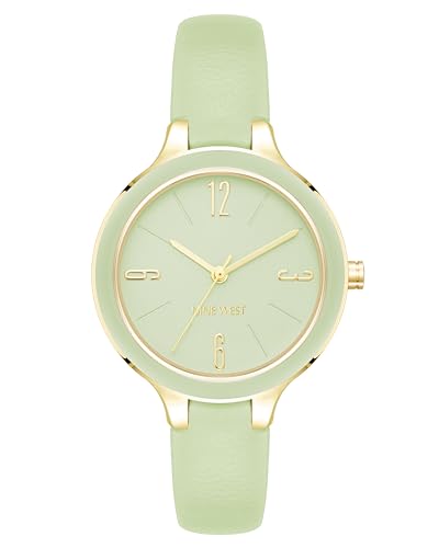 Nine West NW/3024 Women's Strap Watch - Green/Gold