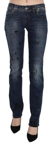 Jean bootcut slim bleu en coton mélangé W26 aux finitions haut de gamme