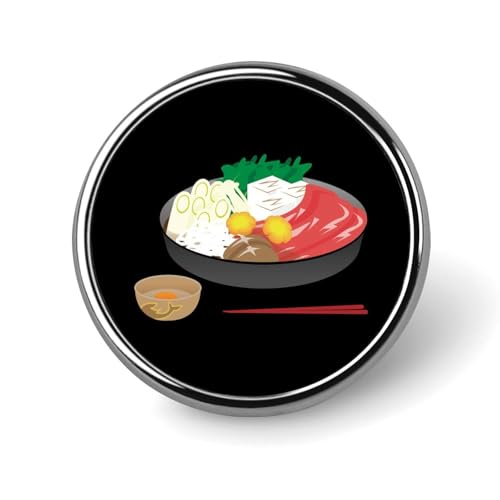ピンバッジ すき焼き ブローチ ラペルピン 円型 フォーマル 胸飾り アクセサリー 卒業式 結婚式 卒園式 入学式 誕生日 記念日 簡単取付 人気 おしゃれ かわいい プレゼント 贈り物 ギフト
