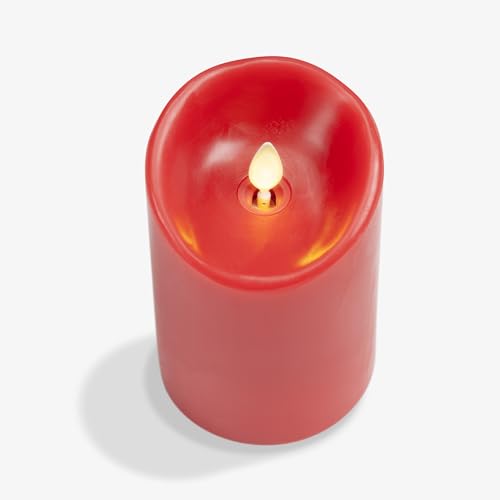 Image of Luminara Flameless LED Battery Operated Flickering Pillar Moving Flame Candles (True Red, 3 inch x 4.5 inch)