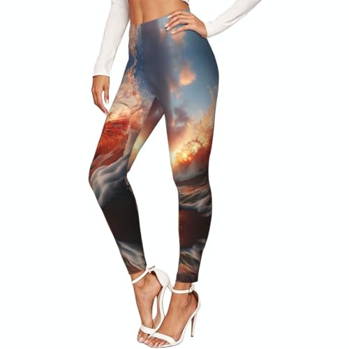 Leggings de compresión suave premium Waves Sunset con acabados de alta resistencia