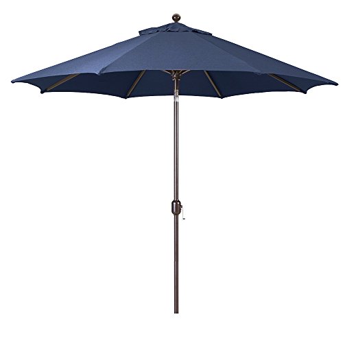 Galtech Deluxe Octagon Patio Umbrella 9FT, Auto Tilt Market Umbrella, Navy Sunbrella Fabric, Bronze Frame, 3-Year Warranty for Outdoor Use