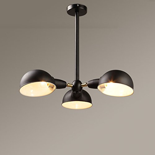 Chandeliers restaurant à trois têtes avec créativité rétro lampes noires
