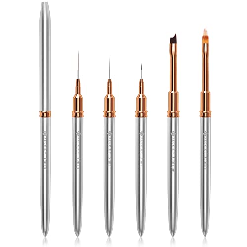 Aeocidy Nail Art Brushes Set - 5Pcs Nail Brushes Nail Liner Brush (5/9/15Mm) Ombre Nail Brush French Tip Nail Brush Gel Builder Brush Nail Polish Brush Nail Art Design Tools Metal Handle For Nails #TOP1