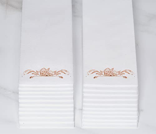 Rose Gold Foil Stamped Airlaid Paper Dinner Napkins – 1/6 Fold 12"X17" Disposable Guest Hand Towels - Absorbent, Linen-Like Feel For Weddings, Receptions, Parties And Bathroom (Rose Gold, 100 Count) #TOP7