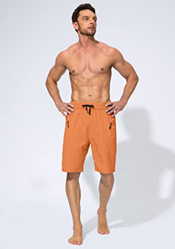 Image of Men's Swim Trunks Quick Dry Board Shorts with Zipper Pockets Beach Shorts Bathing Suits for Men - No Mesh Liner