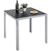 LIFERUN Gartentisch Aluminium, 75x75cm WPC Balkontisch Wetterfest, Quadratischer Terrassentisch, Rutschfester Esstisch Outdoor, Silber Grau