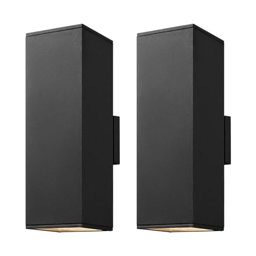 Image of mirrea 18 inch Modern Outdoor Porch Light in 2 Lights, Matte Black, 2 Pack