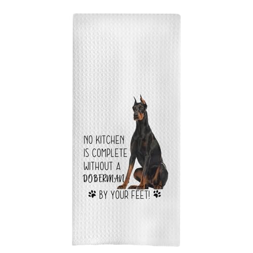 uinwk Doberman Dog Kitchen Towels - Doberman Gifts for Doberman Lovers, Doberman Dog Hand Towels Dish Towels, Doberman Stuff,Doberman Decor No Kitchen is Complete Without a Doberman, 16x24 Inch