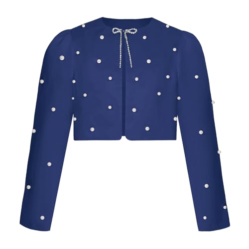 Choomomo Girls Beaded Shrug Sweaters Kids Long Sleeve Sparkly Cardigan Cropped Bolero Dress Cover Up