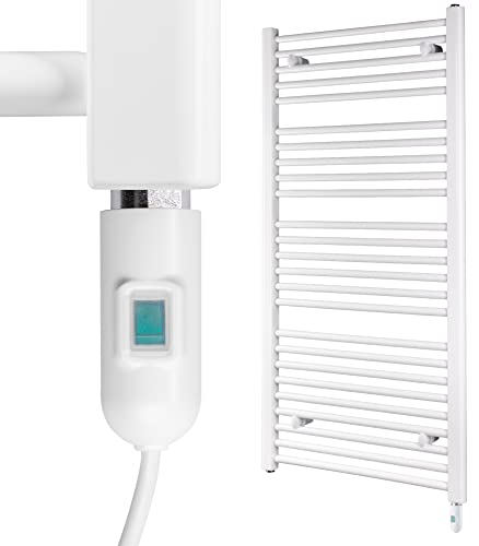 Handtuchheizkörper elektrisch 1142 x 600mm - Badheizkörper elektrisch 600 Watt weiß inkl. Heizstab No. 1 mit Ein- und Ausschalter Cover
