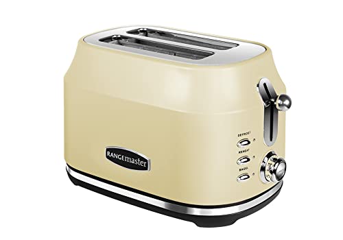 Rangemaster RMCL2S201CM Classic Cream 1kW 2 Slice Toaster with Defrost, Cancel & Reheat Functions, Removable Crumb Tray & 6 Power Levels with 2 Year Guarantee