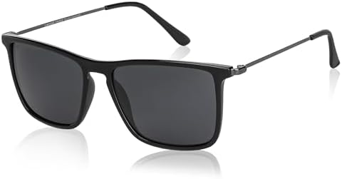 Vincent Chase By Lenskart | Black Grey Solid Full Rim Rectangular | Polarized and 100% UV Protection (UV 400) | Men & Women | Large | VC S13982