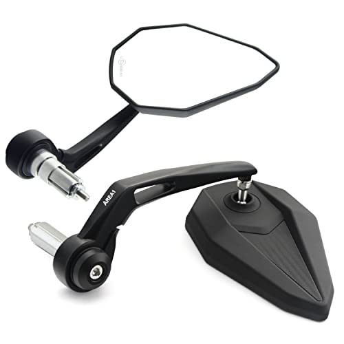 Area1 Rétroviseurs de Guidon de Moto Universel Retroviseur embout de Guidon Homologué E, Certification CE 7/8' 22mm compatible avec BMW KTM Yamaha Honda Kawasaki KSR Moto Suzuki Triumph Aprilia Ducati