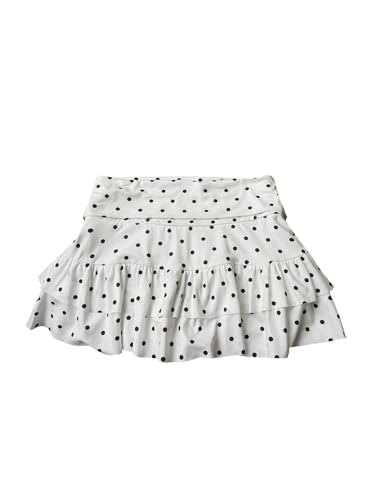 Milumia Women's Polka Dots Tiered Layered Mini Skirt Low Waist Short Ruffle Skirts