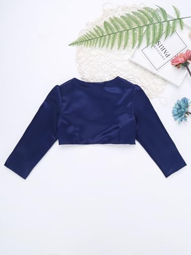JEYPINMI Kids Elegant Long Sleeves Satin Bolero Formal Dress Coat Jacket Flower Girls Wedding Dress Crop Cardigan4