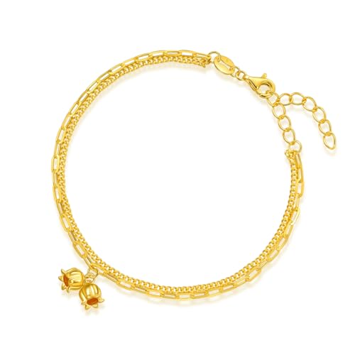 CHOW SANG SANG 999 24K Solid Gold Essence Double Double Chain Bracelet with Lucky Charms for Women Size 18cm 95771B Price-by-Weight 4.11g Gold