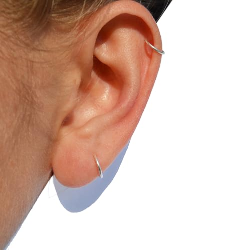 Sterling Silver Hoops | Helix Piercing Jewelry Hoop Nose Rings for Women Rook Conch Daith Cartilage Thin Tragus Sleeper Hoop Earrings for Women Small Tiny Real Silver Huggie | Handmade in FL (Sterling Silver, 7 mm)