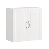 SoBuy Meuble Haut Salle de Bain Rangement Suspendu Armoire Murale avec Étagère Réglable et Porte Pharmacie Mural Compact pour Salle de Bain, WC ou Cuisine Blanche 60x30x60 cm FRG231 W