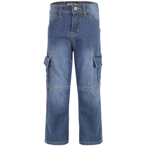 Boys Cargo Denim Pant Stylish Kids Boys 6 Pocket Mid Blue Denim Jeans Stretchy Comfort Cotton Jeans for Boys