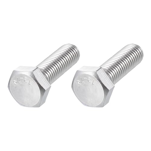 Image of METALLIXITY Hex Bolts (M14-2x45mm) 2Pcs, 304 Stainless Steel Coarse Fully Threaded Hex Head Screw Bolt Machine Screws - for Furniture Repair, Silver