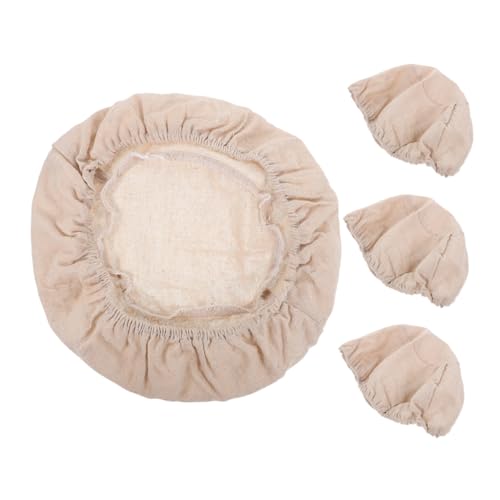 NAMOARLY 4pcs Round Bread Proofing Basket Cloth Liner Linen Dough Basket Cover For Baking Reusable Banneton Liners Kitchen Gadget (size L)