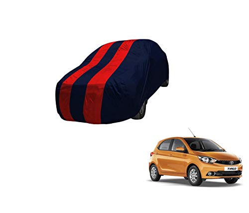 Image of Auto Hub Car Cover Compatible with Tata Tiago with Mirror Pocket,Triple Stitched, Weather Proof, Tiago Car Cover- Navy-Red