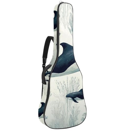 Sac pour guitare acoustique, électrique et basse, housse motif baleines avec 2 poches