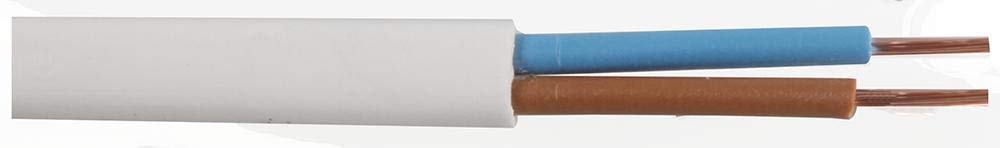 Pro Elec PEL01153 0.50 mm2 2192Y Flat 2-Core mains Cable, 3A, White, 10 m