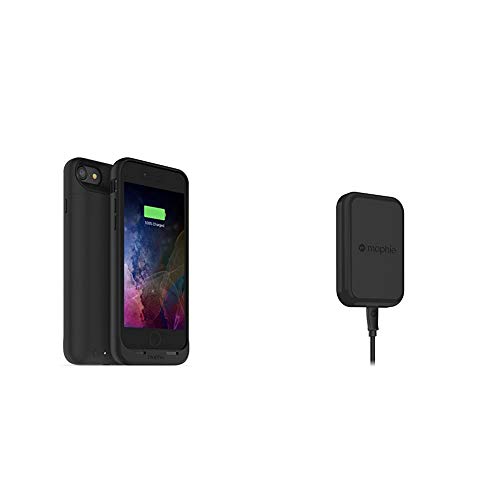 mophie Juice Pack Wireless Charging Protective Battery Pack Case for iPhone 8,7  Black & Wireless Charging Car Vent Mount for mophie Cases with Charge Force Wireless Power  Black