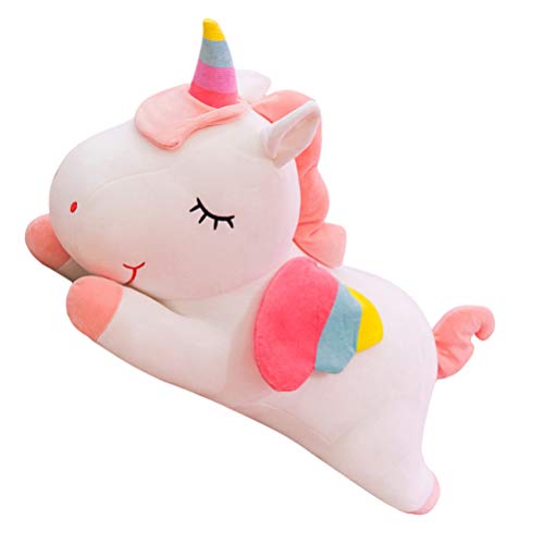 FOMIYES 1 Stück Regenbogen-Einhorn-Plüschtier-Kissen Einhorn-Kuscheltiere Stoffpuppenkissen Weich Flauschig Regenbogen-Einhorn Einhorn-Plüschtiere Geschenke Für Jungen Mädchen (Weiß