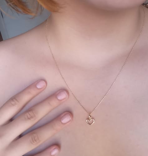 Colar Rommanel Banhado Ouro Pingente Mini Coração Vazado