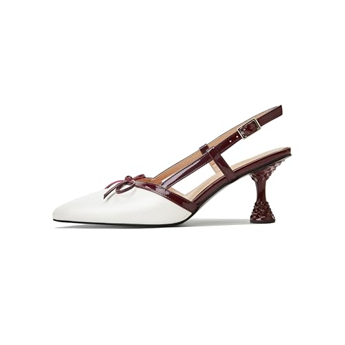 Beauty Cry Slingback Kitten Pumps for Women Bow Pointed Toe Low Heel Work Dress Heeled Sandals2