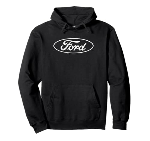 Ford - Distressed White Oval Logo Pullover Hoodie
