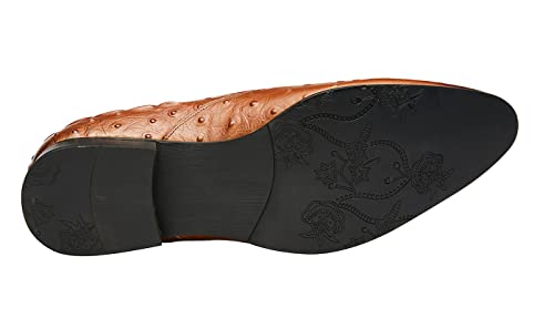 Santimon Casual Slip On Pointed-Toe Genuine Leather Alligator Patent Buttons Dress Loafers for Men Fashion Shoes Business Wedding Party Formal4